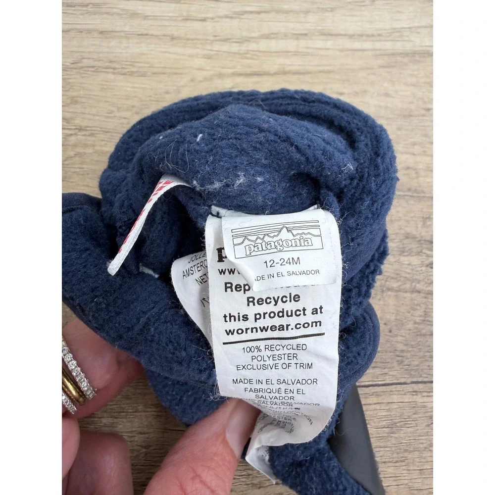 Patagonia Synchilla Fleece Baby Booties Navy Blue 12-24M
